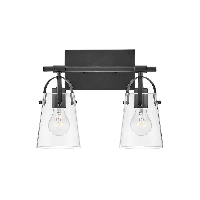 Hinkley Foster 32in 4-Light Vanity Light | Transitional Black Steel and Clear Glass | Bathroom Vanity | 6 x 32 x 11 in | Model 5134BK