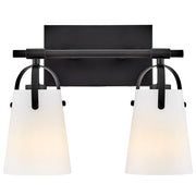 Hinkley Lighting Foster 2 Light Vanity, Black/Etched Opal - 5132BK-OP