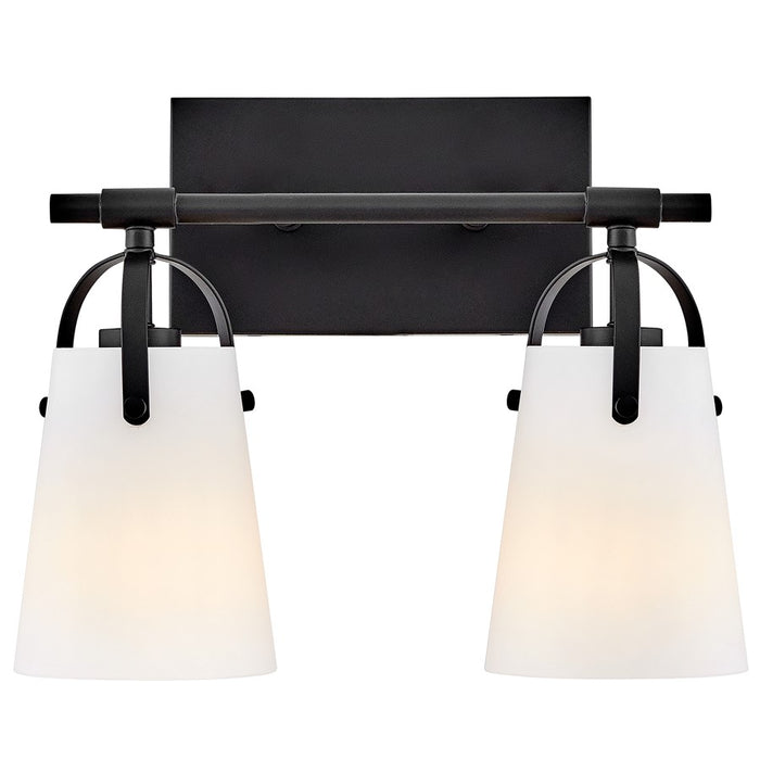 Hinkley Lighting Foster 2 Light Vanity, Black/Etched Opal - 5132BK-OP