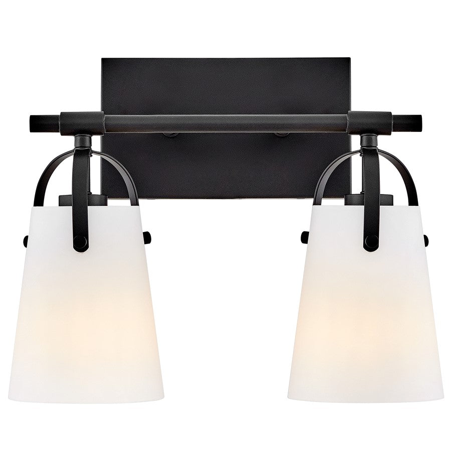 Hinkley Lighting Foster 2 Light Vanity, Black/Etched Opal - 5132BK-OP