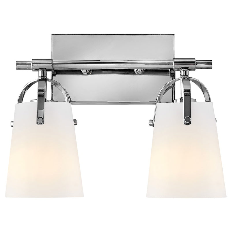 Hinkley Foster 13.75in 2-Light Vanity Light | Transitional Chrome Steel and Etched Opal Glass | Bathroom Vanity | 6.5 x 13.75 x 10.75 in | Model 5132CM-OP