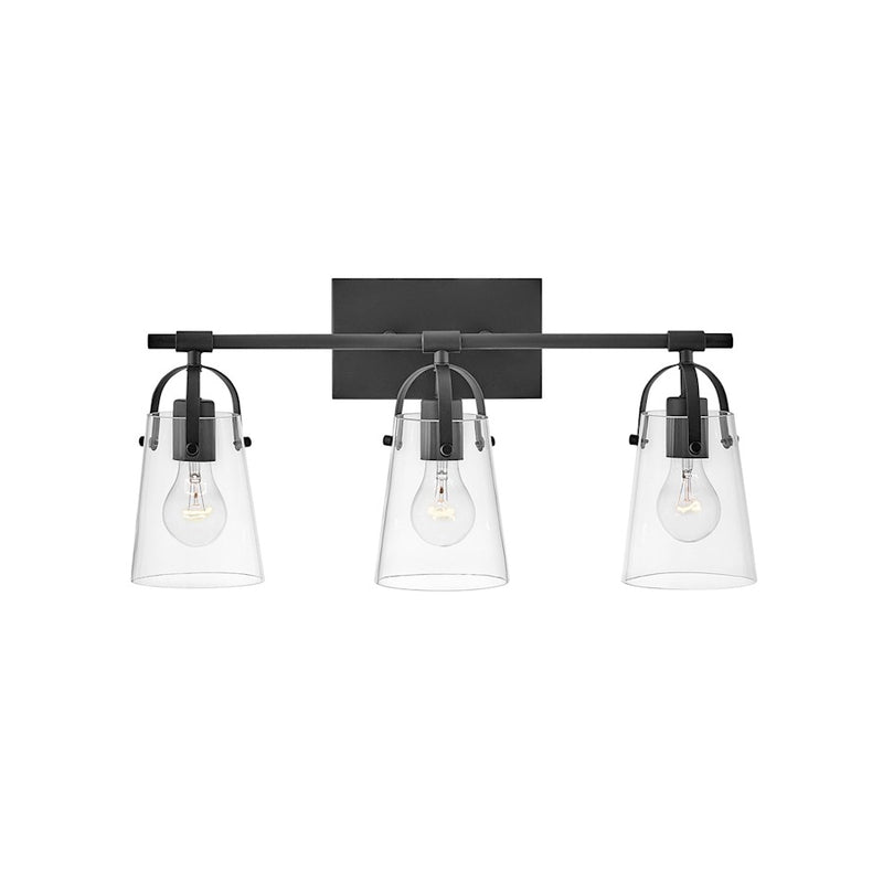 Hinkley Foster 32in 4-Light Vanity Light | Transitional Black Steel and Clear Glass | Bathroom Vanity | 6 x 32 x 11 in | Model 5134BK