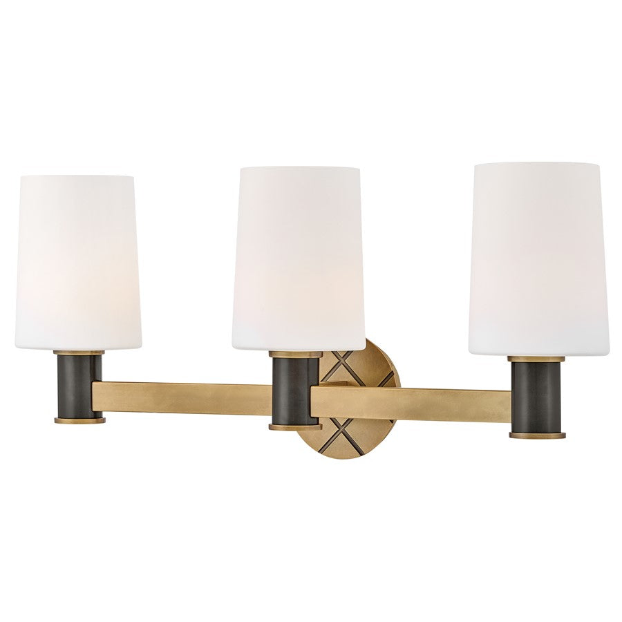Hinkley Lighting Declan 3 Light Vanity, Heritage Brass/Etched Opal - 51373HB-BX