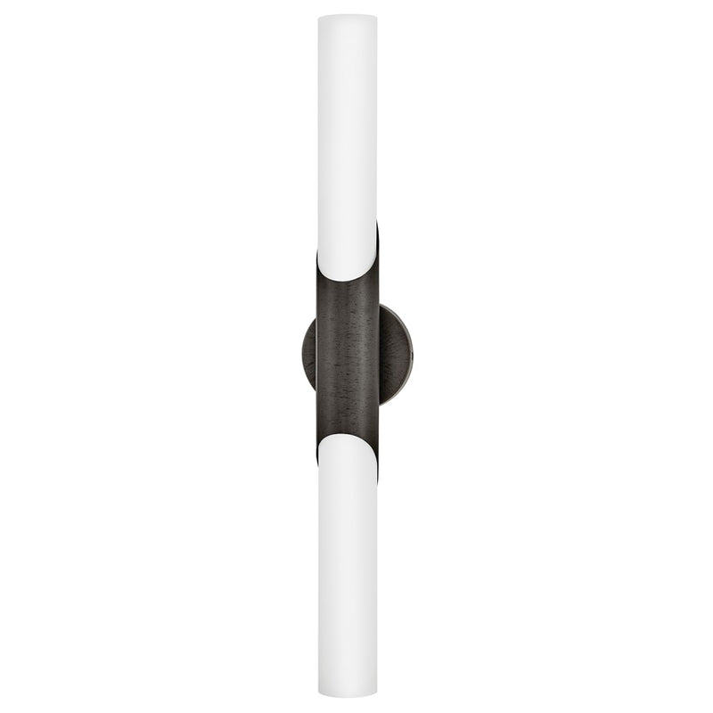 Hinkley Grace 30in 1-Light LED Vanity Light | Transitional Modern Textured Black Oxide Steel and Etched Opal Glass | Bathroom Vanity | Model 51383TBX