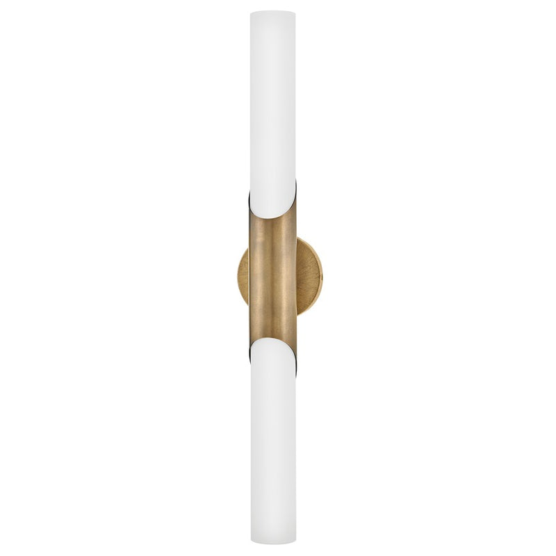 Hinkley Grace 30in 1-Light LED Vanity | Transitional Textured Heritage Brass Steel and Etched Opal Glass | Bathroom Vanity | 30 x 5 x | Model 51383THB