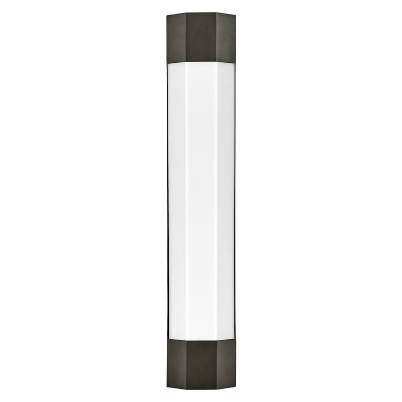 Hinkley Facet 24in 1-Light Wall Sconce | Transitional Black Oxide Steel and Etched Opal Glass | Hallway & Bathroom | 3.25 x 4.5 x 23.75 in | Model 51392BX