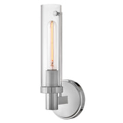 Hinkley Vaughn 14in 1-Light Wall Sconce | Industrial Chrome Steel and Clear Glass | Bathroom Vanity & Hallway | 5 x 5 x 14 in | Model 51450CM
