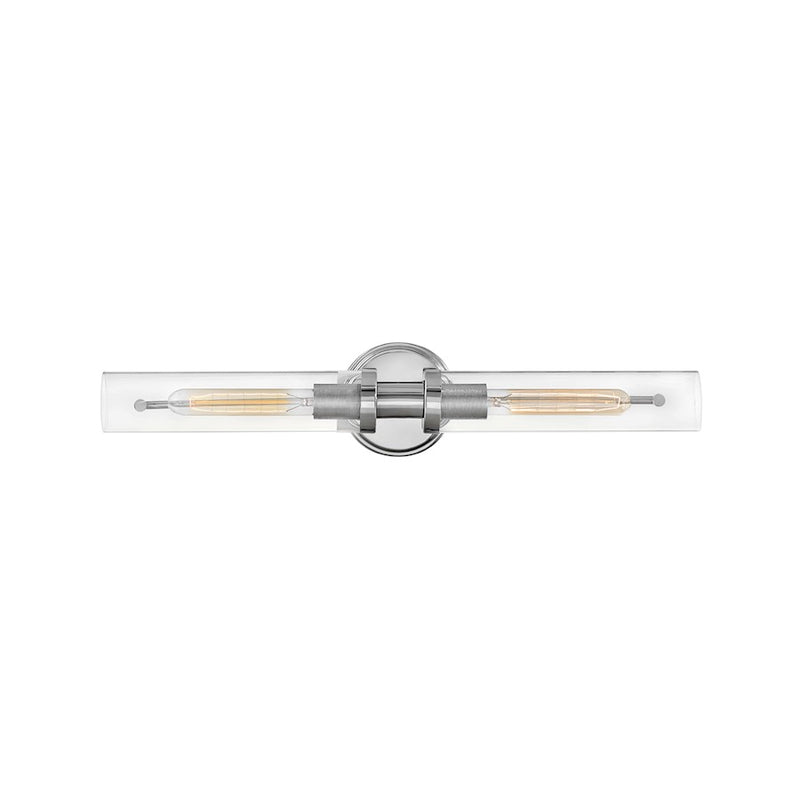 Hinkley Vaughn 25in 2-Light Vanity Light | Industrial Heritage Brass Steel and Clear Glass | Bathroom Vanity | 5 x 25 x 5 in | Model 51452HB