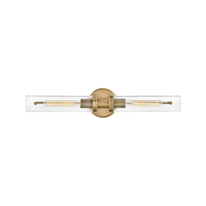 Hinkley Vaughn 25in 2-Light Vanity Light | Industrial Heritage Brass Steel and Clear Glass | Bathroom Vanity | 5 x 25 x 5 in | Model 51452HB