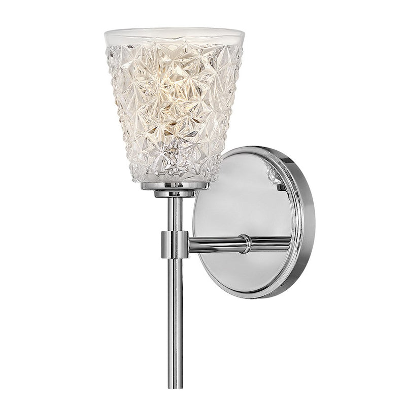 Hinkley Amabelle 1-Light Vanity Light | Traditional Glam Chrome Steel and Clear Faceted Glass | Bathroom Vanity & Powder Room | 6.75 x 5.5 | Model 5150CM