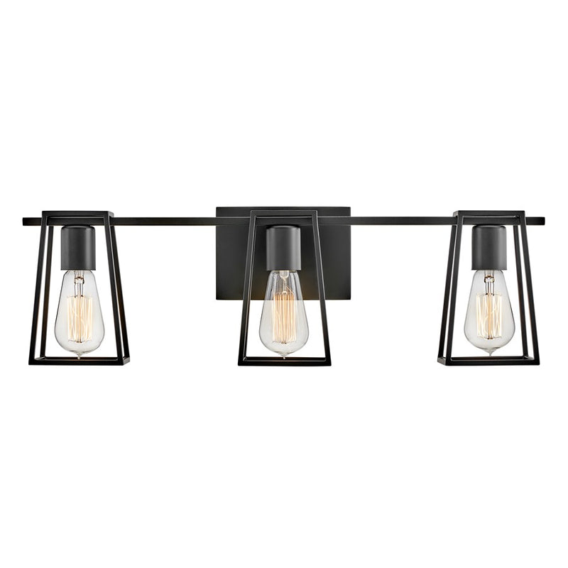 Hinkley Lighting Filmore 3-Light Vanity Light | Black Finish | Transitional Vanity Light Above the Bathroom Mirror | Damp Rated Installation | 5163BK