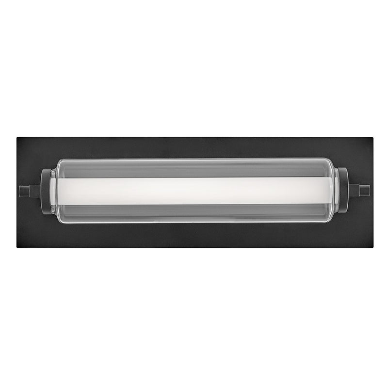 Hinkley Lucien 5in 1-Light Vanity Light | Transitional Black Steel and Clear & Etched Opal Glass | Bathroom Vanity | 4.75 x 5 x 16.5 in | Model 52020BK