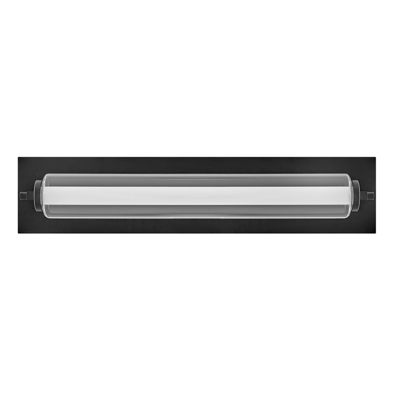 Hinkley Lucien 24in 1-Light LED Vanity Light | Transitional Black Steel and Clear & Etched Opal Glass | Bathroom Vanity | 4.75 x 24 x 5 in | Model 52022BK