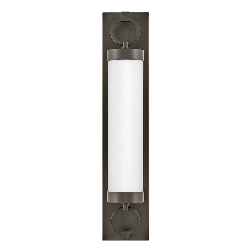 Hinkley Baylor 24in 1-Light Vanity Light | Traditional Black Oxide Steel and Etched Opal Glass | Bathroom Vanity | 6 x 24 x 4 in | Model 52292BX