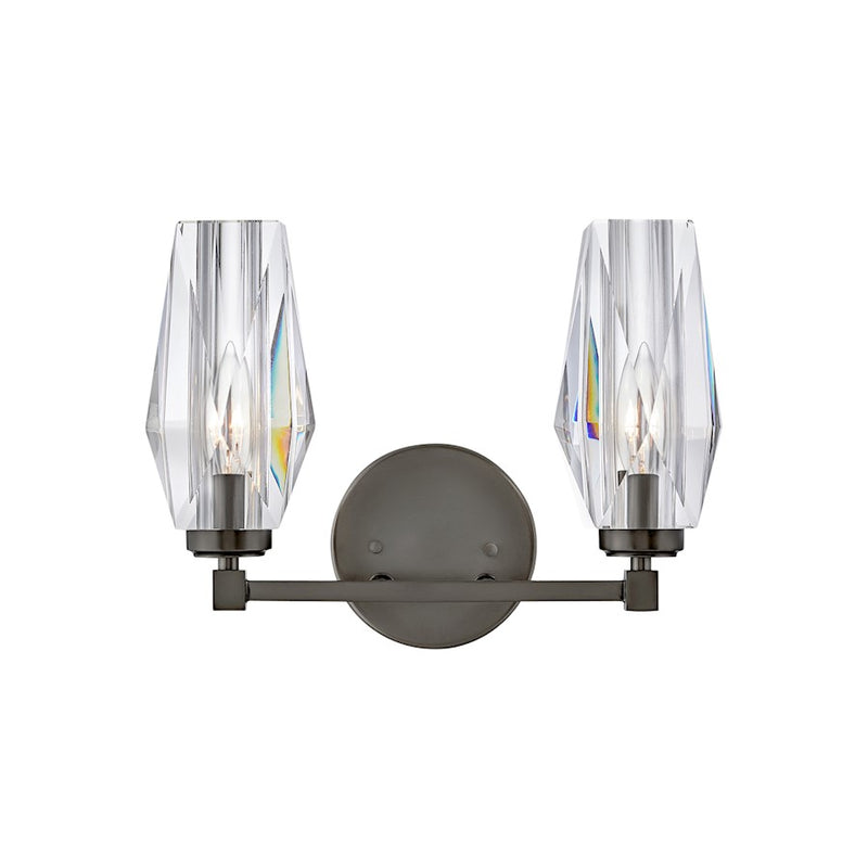 Hinkley Ana 14in 2-Light Vanity | Modern Glam Black Oxide Steel and Faceted Clear Crystal | Bathroom Vanity | 6 x 14 x 10 in | Model 52482BX
