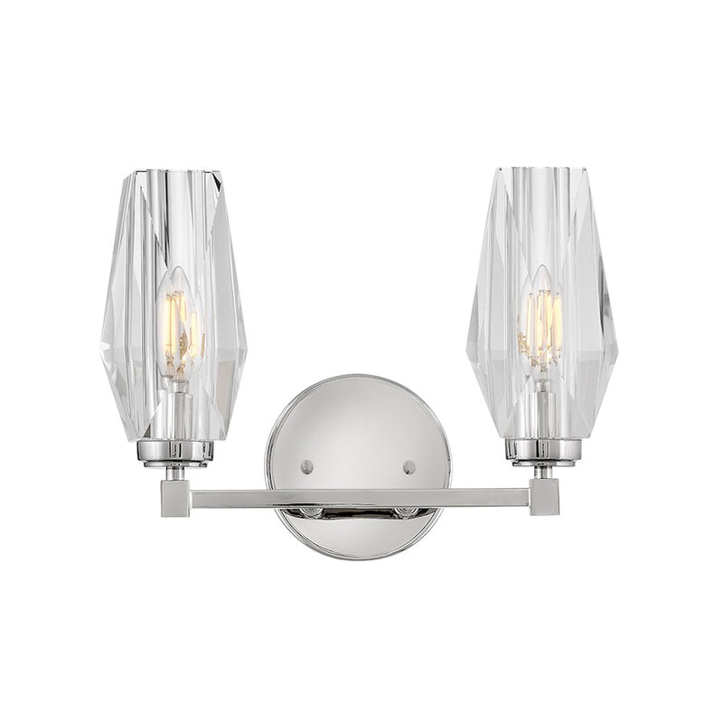 Hinkley Lighting Ana 2-Light Vanity Light | Polished Nickel Finish | Modern Vanity Light Above the Bathroom Mirror | Hardwired Damp Rated | 52482PN