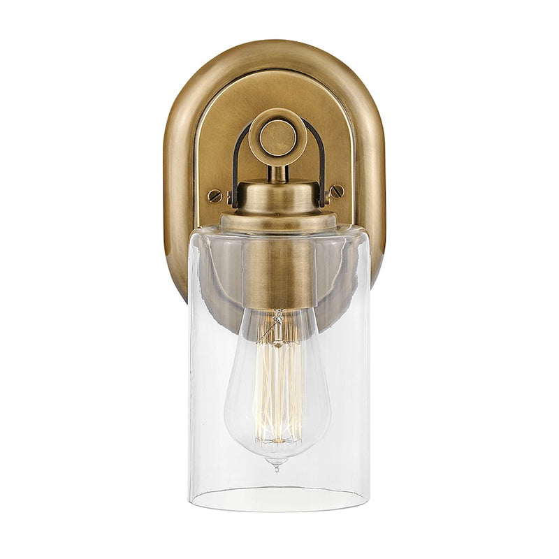 Hinkley Halstead 1-Light Wall Sconce | Traditional Rustic Heritage Brass Steel and Clear Glass | Bathroom Vanity & Hallway Accent | 6.5 x | Model 52880HB