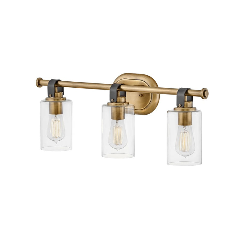 Hinkley Halstead 32in 4-Light Vanity | Traditional Rustic Heritage Brass Steel and Clear Glass | Bathroom Vanity & Powder Room | 6 x 32 x | Model 52884HB