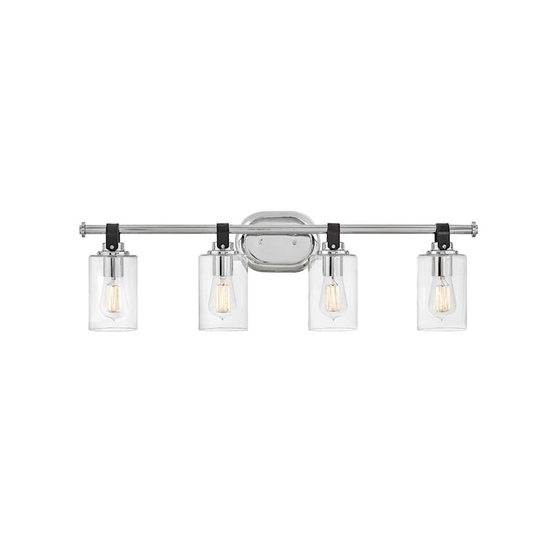 Hinkley Halstead 32in 4-Light Vanity | Traditional Rustic Heritage Brass Steel and Clear Glass | Bathroom Vanity & Powder Room | 6 x 32 x | Model 52884HB