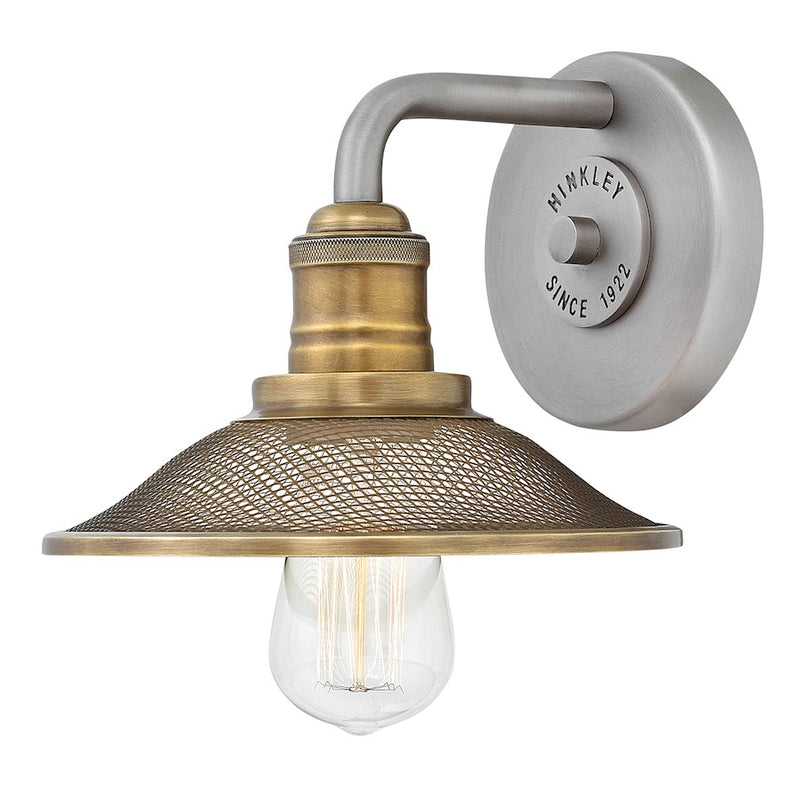 Hinkley Bath Rigby 8in 1-Light Wall Sconce | Transitional Antique Nickel Steel | Bathroom Vanity | 8 x 8.75 in | Model 5290AN
