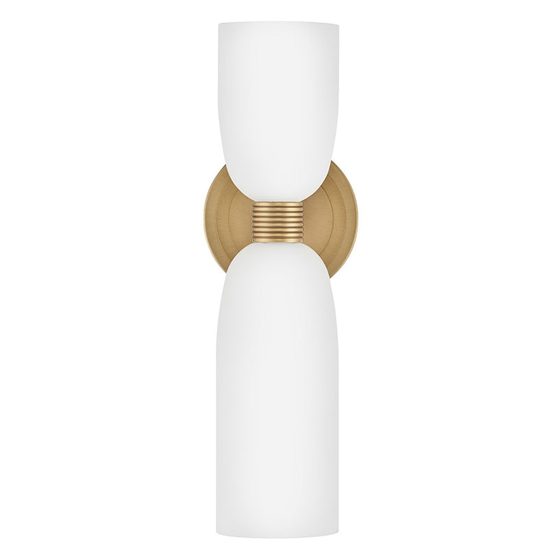 Hinkley Tallulah 2-Light Wall Sconce | Modern Lacquered Brass Steel and Etched Opal Glass | Bedroom & Hallway Accent Light | 5.5 x | Model 52960LCB-LL