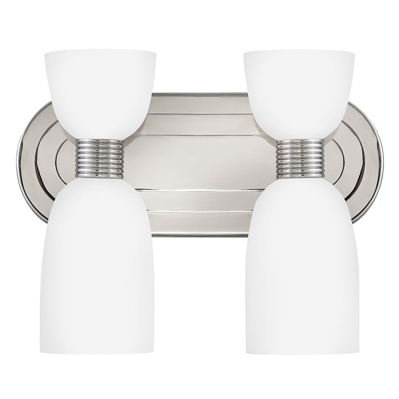 Hinkley Lighting Tallulah 4-Light Vanity Light | Polished Nickel | Etched Opal Glass Shade | Modern Vanity Light | Hardwired Damp Rated | 52962PN-LL