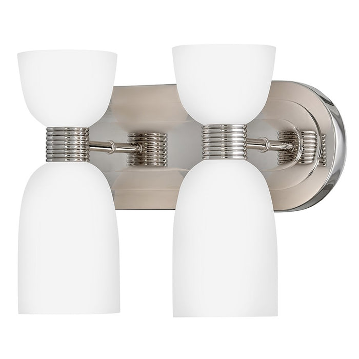 Hinkley Lighting Tallulah 4-Light Vanity Light | Polished Nickel | Etched Opal Glass Shade | Modern Vanity Light | Hardwired Damp Rated | 52962PN-LL