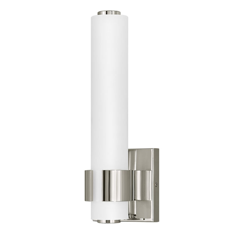 Hinkley Aiden 13in 1-Light Wall Sconce | Modern Polished Nickel Steel and Etched White Glass | Bathroom & Hallway Accent | 1700 Lumens | Model 53060PN