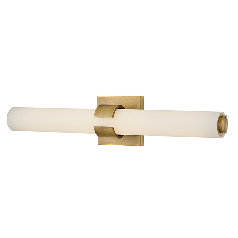 Hinkley Aiden 22in 1-Light LED Vanity Light | Modern Lacquered Brass Steel and Etched White Glass | Bathroom Vanity | 3.75 x 22.75 x 4.75 | Model 53062LCB