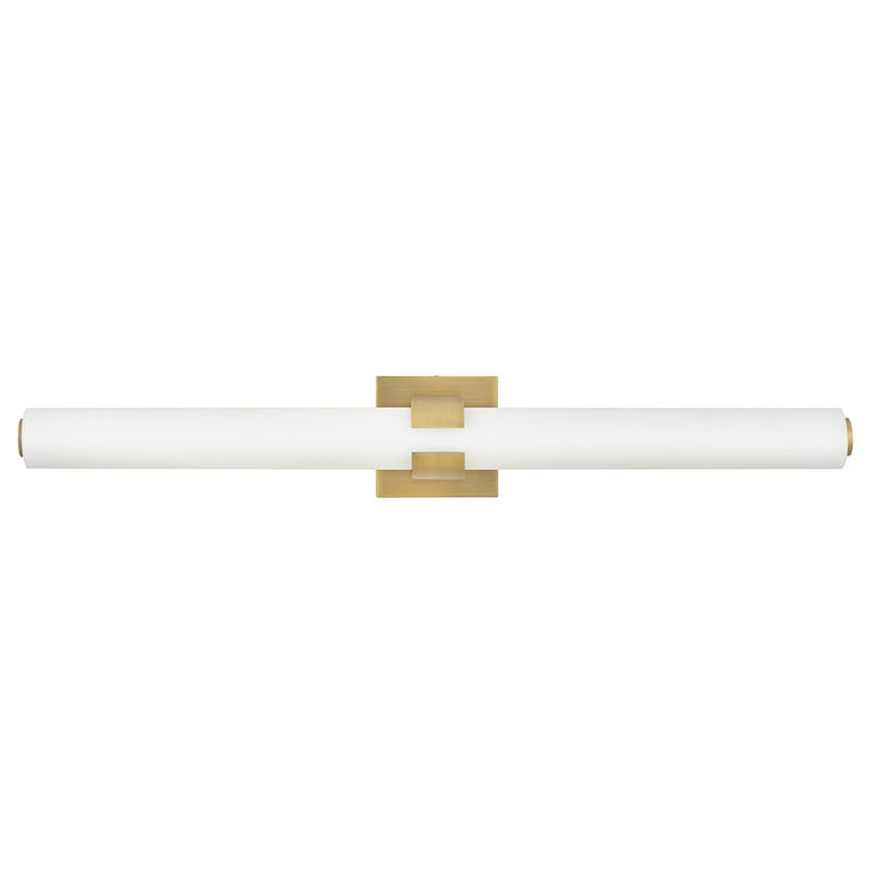 Hinkley Aiden 31in 1-Light LED Vanity | Modern Lacquered Brass Steel and Etched White Glass | Bathroom Vanity | 3.75 x 31.25 x 4.75 in | Model 53063LCB