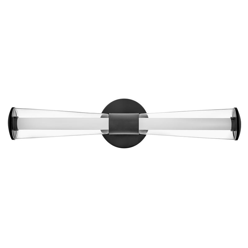 Hinkley Elin 23in 1-Light LED Vanity Light | Transitional Black Steel and Clear Glass | Bathroom Vanity & Powder Room | 5 x 23 x 5 in | Model 53102BK