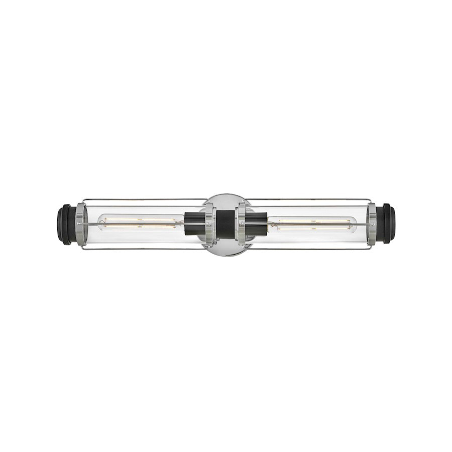 Hinkley Lighting Masthead 2-Light Vanity Light | Chrome Finish | Transitional Vanity Light Above the Bathroom Mirror | Hardwired Damp Rated | 53182CM