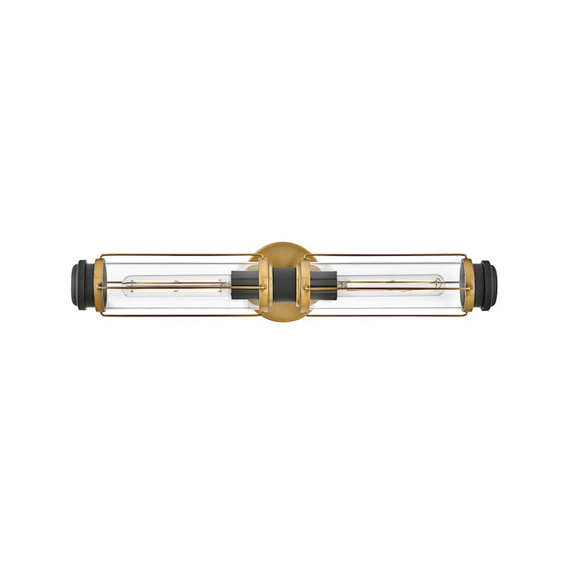 Hinkley Masthead 24in 2-Light Vanity Light | Transitional Heritage Brass Steel and Clear Glass | Bathroom Vanity | 5 x 24 x 5 in | Model 53182HB