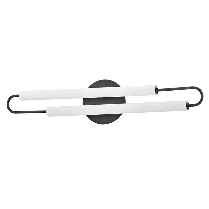 Hinkley Eos 25in 1-Light LED Vanity Light | Modern Black Steel and Etched Opal Glass | Bathroom Vanity & Powder Room | 25 x 3 x 5.5 in | Model 53860BK