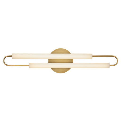 Hinkley Lighting Eos Vanity Light | Lacquered Brass Finish | Etched Glass Shade | Modern Vanity Light | Damp Rated Hardwired Installation | 53860LCB