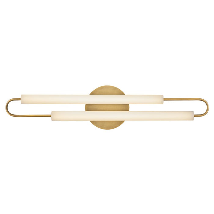 Hinkley Lighting Eos Vanity Light | Lacquered Brass Finish | Etched Glass Shade | Modern Vanity Light | Damp Rated Hardwired Installation | 53860LCB