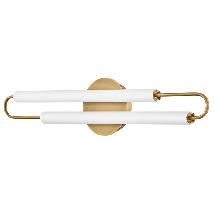 Hinkley Lighting Eos Vanity Light | Lacquered Brass Finish | Etched Glass Shade | Modern Vanity Light | Damp Rated Hardwired Installation | 53860LCB