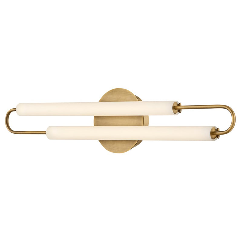 Hinkley Lighting Eos Vanity Light | Lacquered Brass Finish | Etched Glass Shade | Modern Vanity Light | Damp Rated Hardwired Installation | 53860LCB