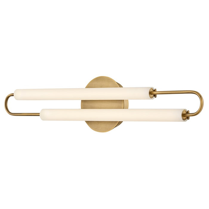 Hinkley Lighting Eos Vanity Light | Lacquered Brass Finish | Etched Glass Shade | Modern Vanity Light | Damp Rated Hardwired Installation | 53860LCB