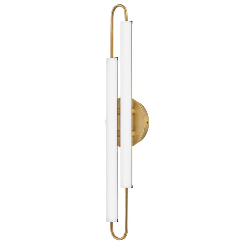 Hinkley Lighting Eos Vanity Light | Lacquered Brass Finish | Etched Glass Shade | Modern Vanity Light | Damp Rated Hardwired Installation | 53860LCB