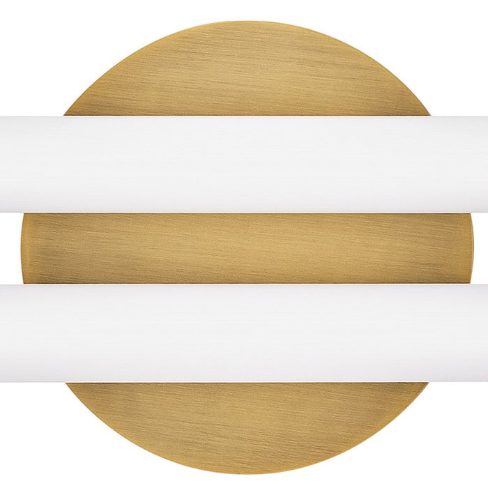 Hinkley Lighting Eos Vanity Light | Lacquered Brass Finish | Etched Glass Shade | Modern Vanity Light | Damp Rated Hardwired Installation | 53860LCB