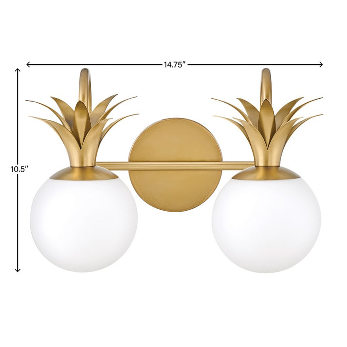 Hinkley Lighting Palma 2-Light Bath Vanity Light | Heritage Brass Finish | Transitional Vanity Light Above the Bathroom Mirror | Damp Rated | 54152HB