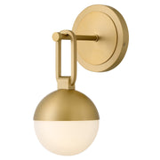 Hinkley Bowie 13in 1-Light Wall Sconce | Transitional Lacquered Brass Steel and Etched Opal Glass | Bathroom Vanity & Hallway | 7.75 x | Model 54560LCB
