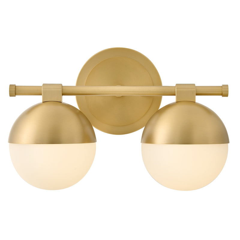 Hinkley Bowie 14in 2-Light Bath Vanity | Transitional Lacquered Brass Steel and Etched Opal Glass | Bathroom Vanity Light | 8 x 14 x 9 in | Model 54562LCB