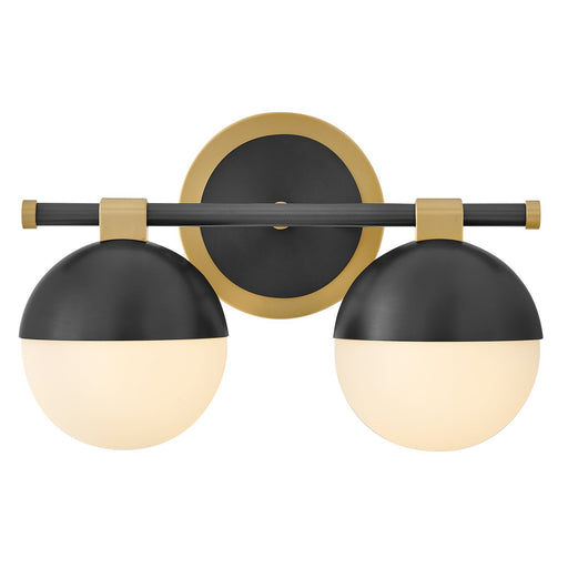 Hinkley Bowie 14in 2-Light Bath Vanity | Transitional Lacquered Brass Steel and Etched Opal Glass | Bathroom Vanity & Powder Room | 8 | Model 54562LCB-BK