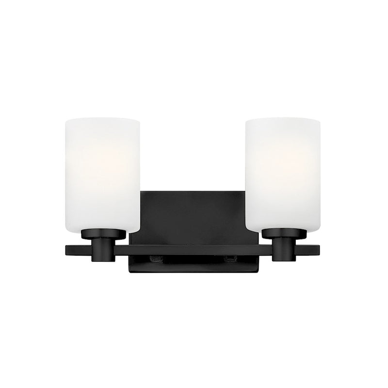 Hinkley Lighting Karlie 2-Light Vanity Light | Black Finish | Etched Opal Glass Shade | Transitional Vanity Light Above the Bathroom Mirror | 54622BK
