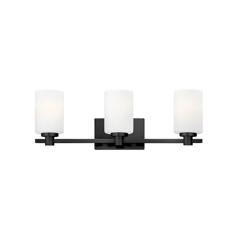 Hinkley Lighting Karlie 3-Light Vanity Light | Black Finish | Etched Opal Glass Shade | Transitional Vanity Light Above the Bathroom Mirror | 54623BK