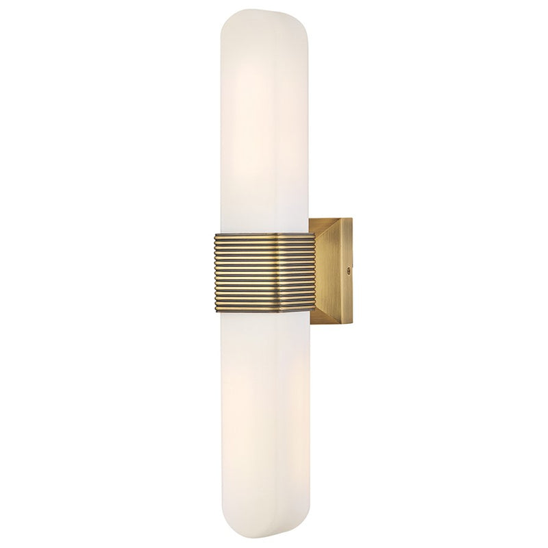 Hinkley Lighting Cotes 2Lt LED Sconce, Lacquered Brass/Etched Opal