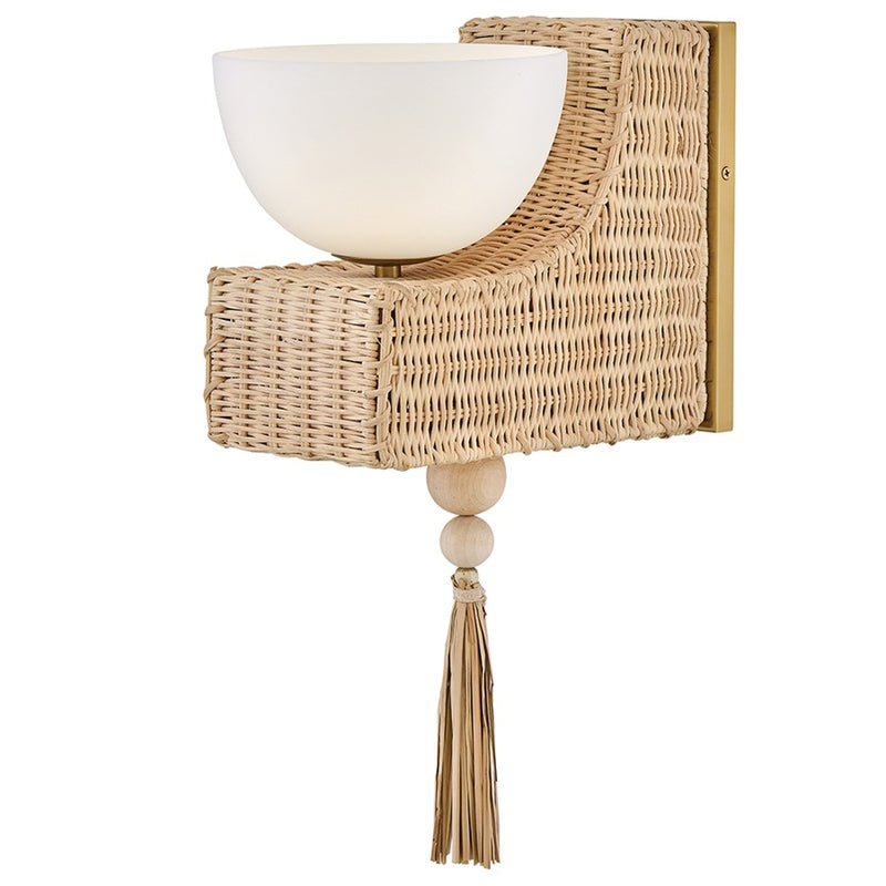 Hinkley Thalia 1-Light Wall Sconce | Transitional Lacquered Brass Steel and Etched Opal Glass | Bedroom & Hallway Accent Light | 450 | Model 55190LCB-LL