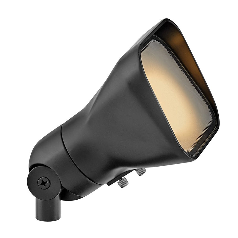 Hinkley Accent Flood Light 4in 1-Light Landscape Spotlight | Transitional Satin Black Aluminum and Frosted Glass | Outdoor Garden & | Model 55300SK